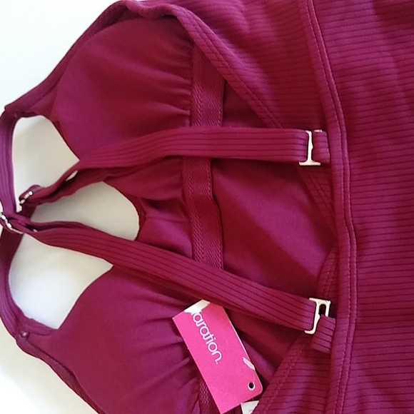 Xhilaration Scoop Back One Piece Swimsuit Burgundy Sz M Junior - Picture 5 of 11